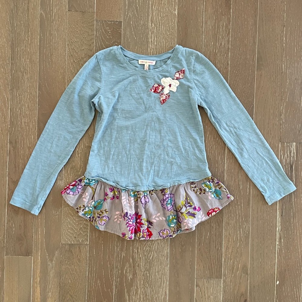Mimi & Maggie Blue Floral Long Sleeve Top